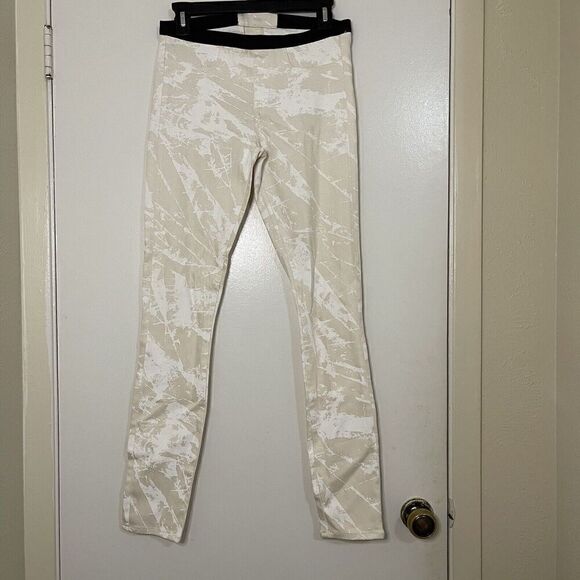 HELMUT LANG ivory beige marble abstract leggings US 27 - Picture 1 of 7